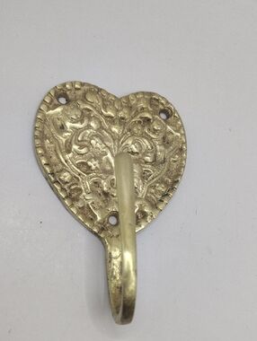 Brass Heart Wall Hook - Decorative Gold Accent